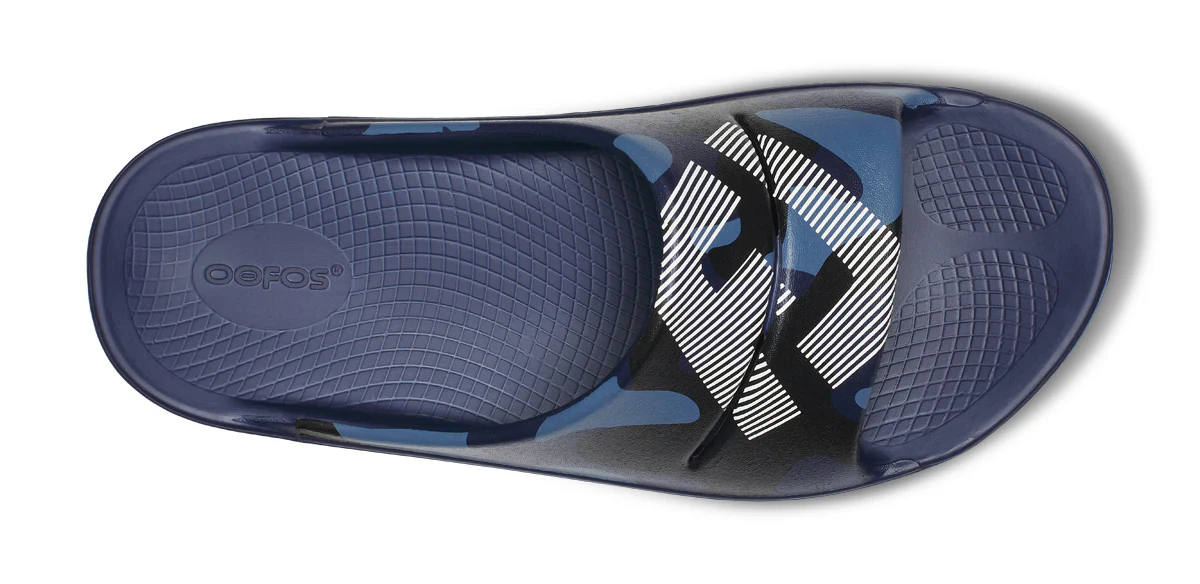 FJ X OOFOS Men's OOahh Sport Slide Sandal - Navy Camo - Image 6